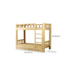 Modern Pine Wood Kids Bunk Bed with Storage Drawers in Natural Finish Dimensions