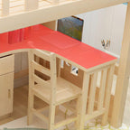 Modern Pine Wood Loft Bed Set with Mattress and Ladder