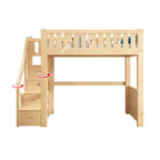 Modern Pine Wood Loft Bed Set with Mattress and Ladder
