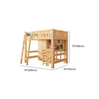 Modern Pine Wood Loft Bed Set with Mattress and Ladder Dimensions