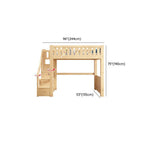 Modern Pine Wood Loft Bed Set with Mattress and Ladder Dimensions