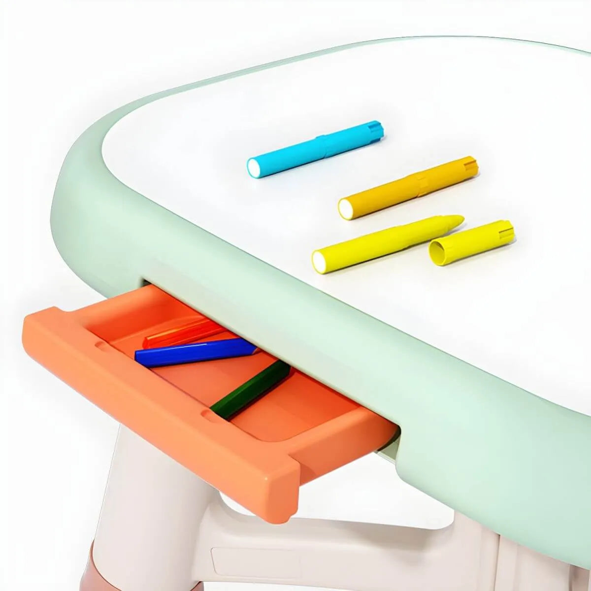 Modern Plastic Kids Writing Desk with Ergonomic Chair – Moon & Rectangle Shapes