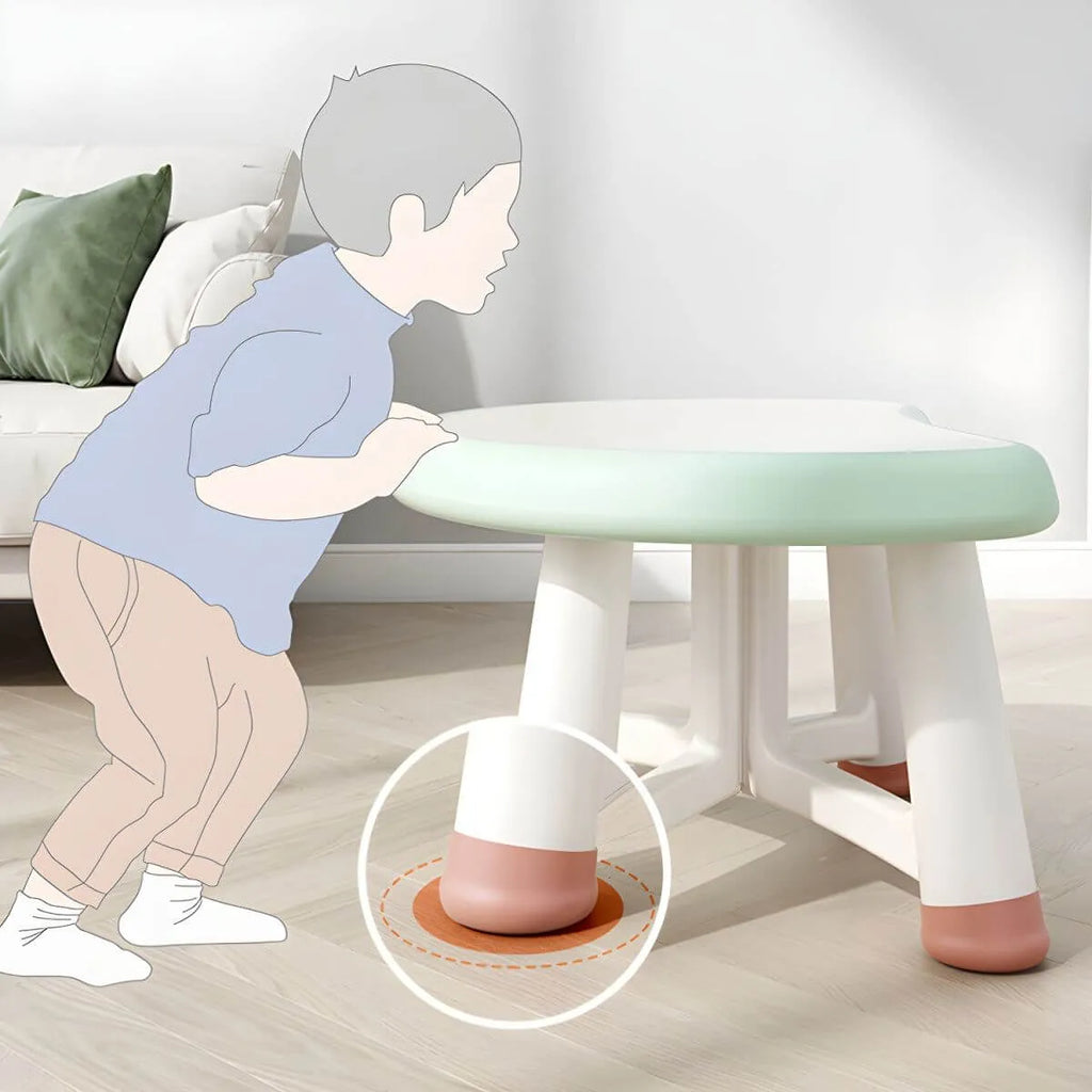 Modern Plastic Kids Writing Desk with Ergonomic Chair – Moon & Rectangle Shapes