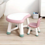 Modern Plastic Kids Writing Desk with Ergonomic Chair – Moon & Rectangle Shapes