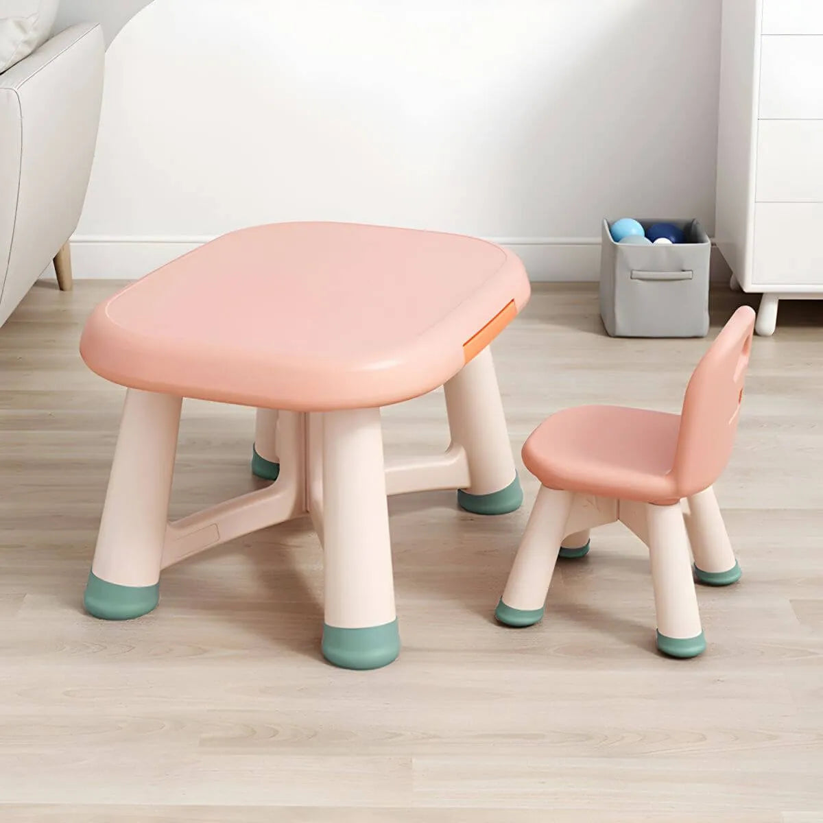 Modern Plastic Kids Writing Desk with Ergonomic Chair – Moon & Rectangle Shapes Secondary image