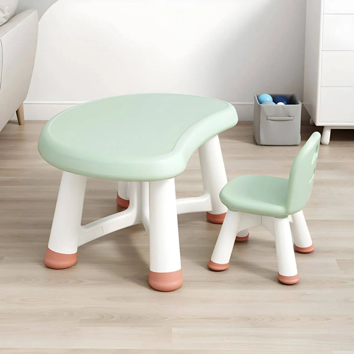Modern Plastic Kids Writing Desk with Ergonomic Chair – Moon & Rectangle Shapes