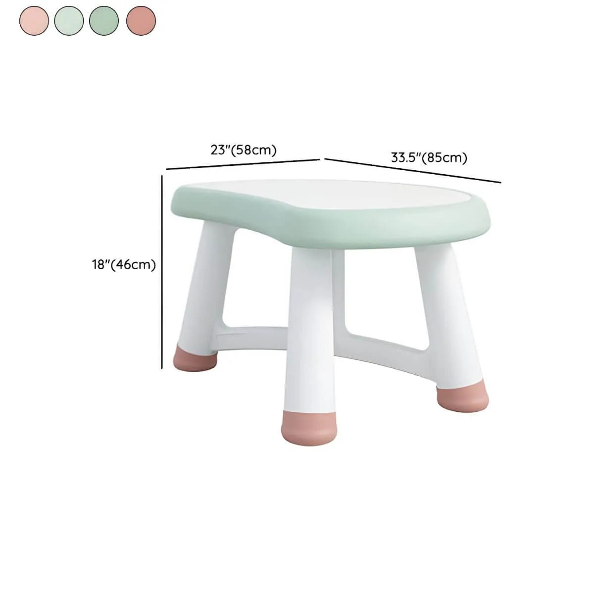 Modern Plastic Kids Writing Desk with Ergonomic Chair – Moon & Rectangle Shapes Dimensions