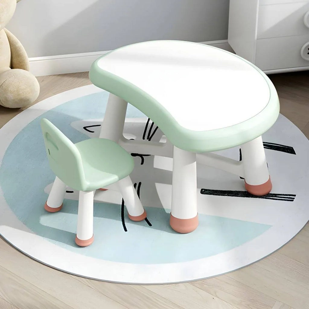 Modern Plastic Kids Writing Desk with Ergonomic Chair – Moon & Rectangle Shapes Main Product Image