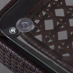 Modern Rattan Patio Table with Tempered Glass Top