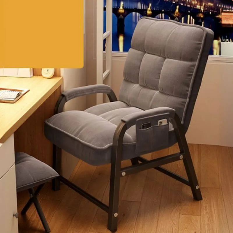 Modern Reclining Arm Chair with Ottoman – Biscuit Back Accent Seating