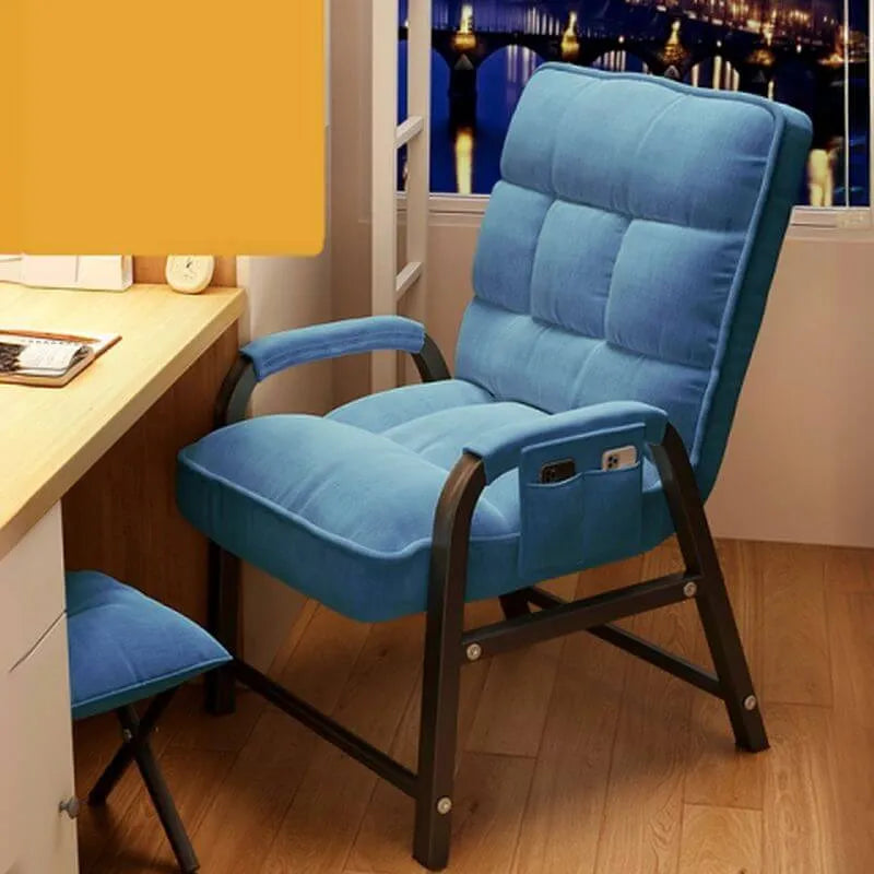 Modern Reclining Arm Chair with Ottoman – Biscuit Back Accent Seating