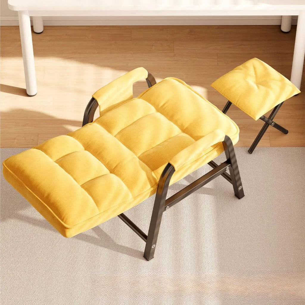 Modern Reclining Arm Chair with Ottoman – Biscuit Back Accent Seating Main Product Image