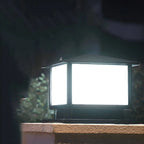 Modern Rectangle Metal Outdoor Pillar Lamp with Hipped Roof Design