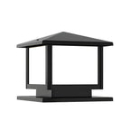 Modern Rectangle Metal Outdoor Pillar Lamp with Hipped Roof Design