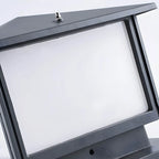 Modern Rectangle Metal Outdoor Pillar Lamp with Hipped Roof Design