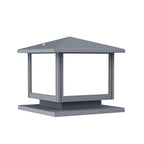 Modern Rectangle Metal Outdoor Pillar Lamp with Hipped Roof Design