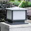Modern Rectangle Metal Outdoor Pillar Lamp with Hipped Roof Design