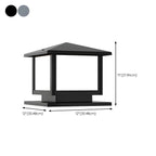 Modern Rectangle Metal Outdoor Pillar Lamp with Hipped Roof Design Dimensions