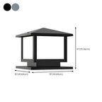 Modern Rectangle Metal Outdoor Pillar Lamp with Hipped Roof Design Dimensions