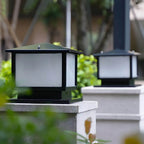 Modern Rectangle Metal Outdoor Pillar Lamp with Hipped Roof Design Main Product Image