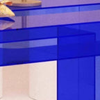 Modern Rectangular Display Table with Lucite Frame and Solid Color Top