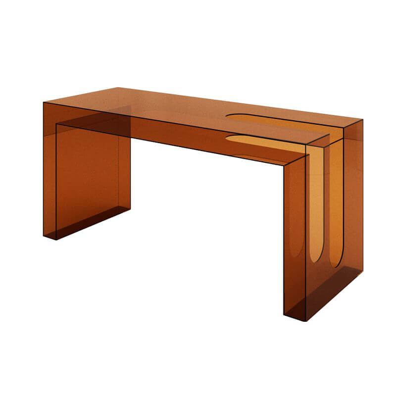 Modern Rectangular Display Table with Lucite Frame and Solid Color Top