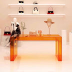 Modern Rectangular Display Table with Lucite Frame and Solid Color Top