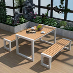 Modern Rectangular Outdoor Coffee Table – Manufactured Wood & Metal Frame