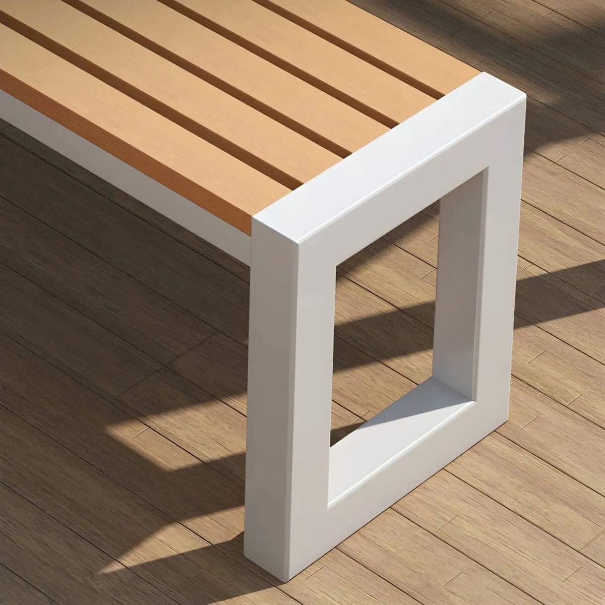 Modern Rectangular Outdoor Coffee Table – Manufactured Wood & Metal Frame