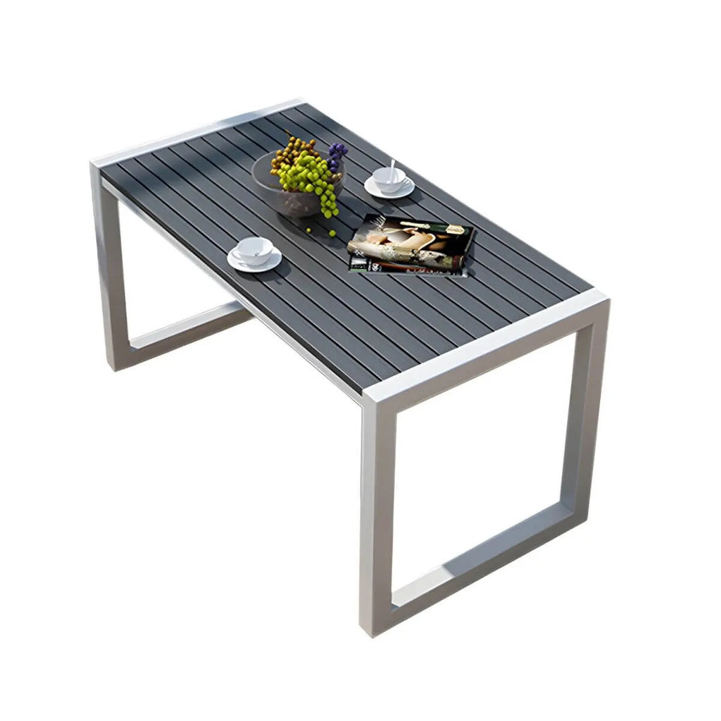 Modern Rectangular Outdoor Coffee Table – Manufactured Wood & Metal Frame