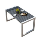 Modern Rectangular Outdoor Coffee Table – Manufactured Wood & Metal Frame