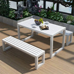 Modern Rectangular Outdoor Coffee Table – Manufactured Wood & Metal Frame