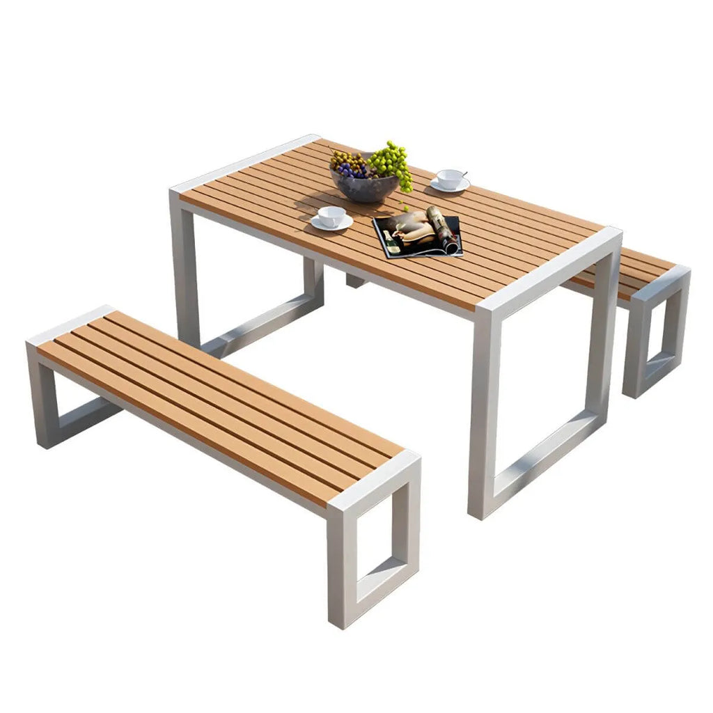 Modern Rectangular Outdoor Coffee Table – Manufactured Wood & Metal Frame