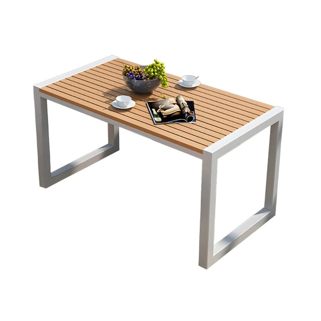Modern Rectangular Outdoor Coffee Table – Manufactured Wood & Metal Frame