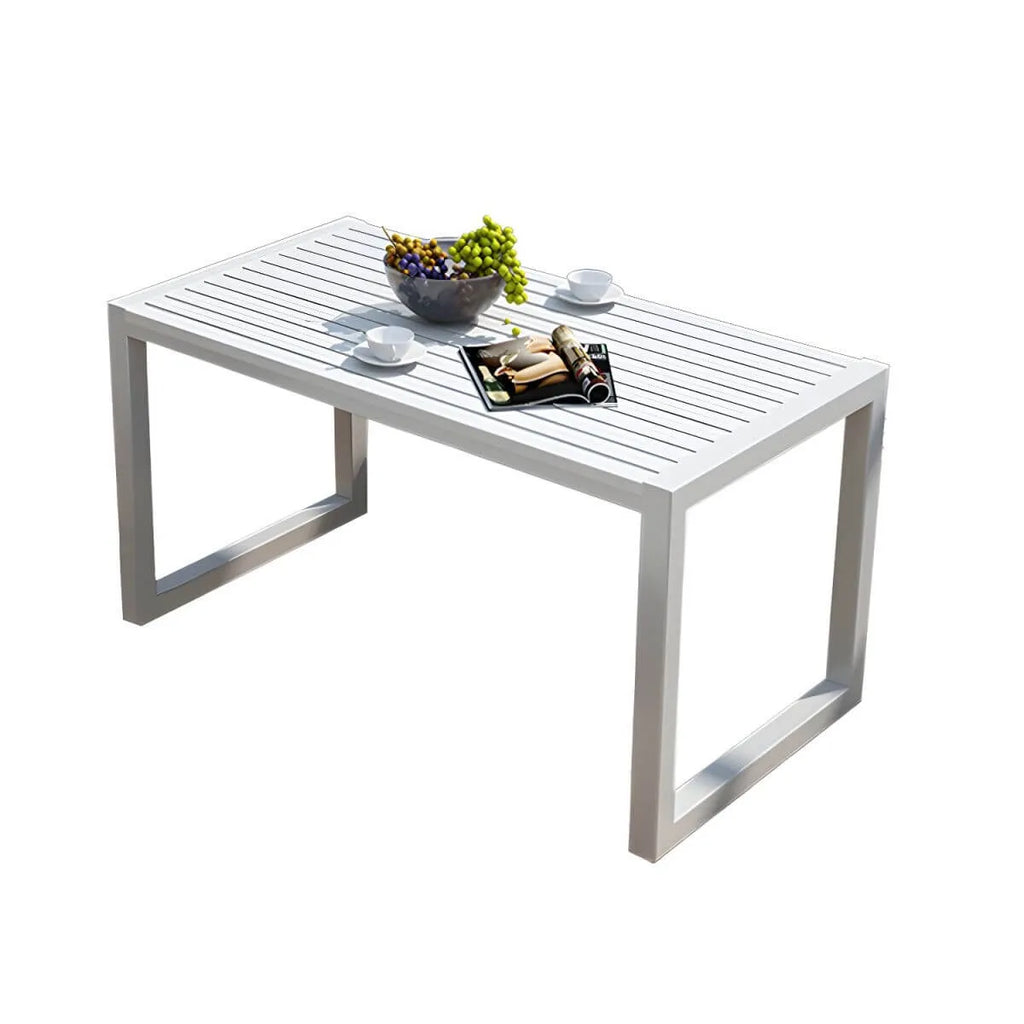 Modern Rectangular Outdoor Coffee Table – Manufactured Wood & Metal Frame