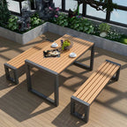 Modern Rectangular Outdoor Coffee Table – Manufactured Wood & Metal Frame