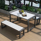 Modern Rectangular Outdoor Coffee Table – Manufactured Wood & Metal Frame