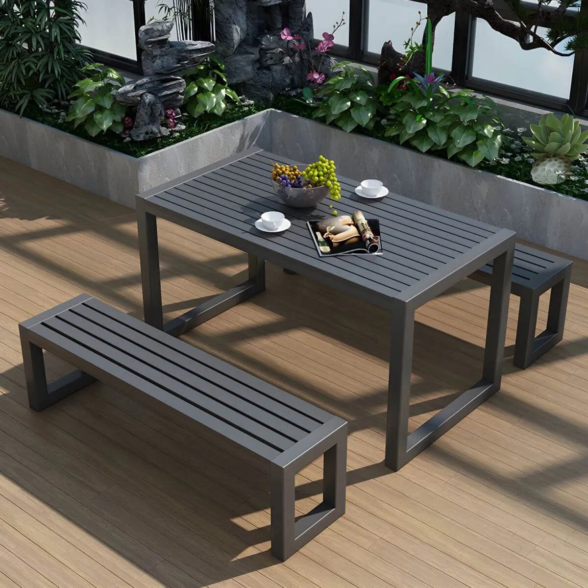 Modern Rectangular Outdoor Coffee Table – Manufactured Wood & Metal Frame Main Product Image Main image