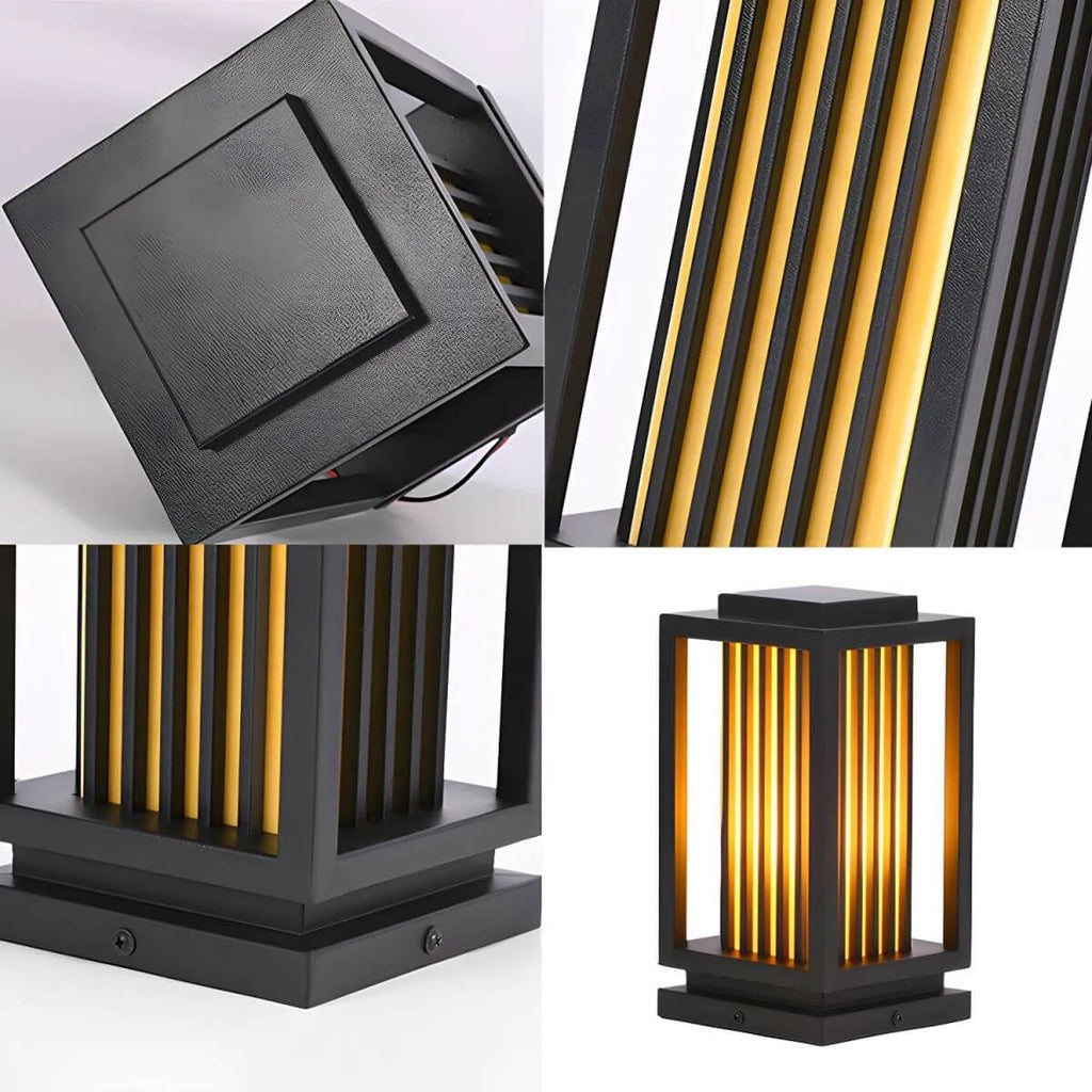 Modern Rectangular Outdoor LED Table Lamp – Matte Black Metal