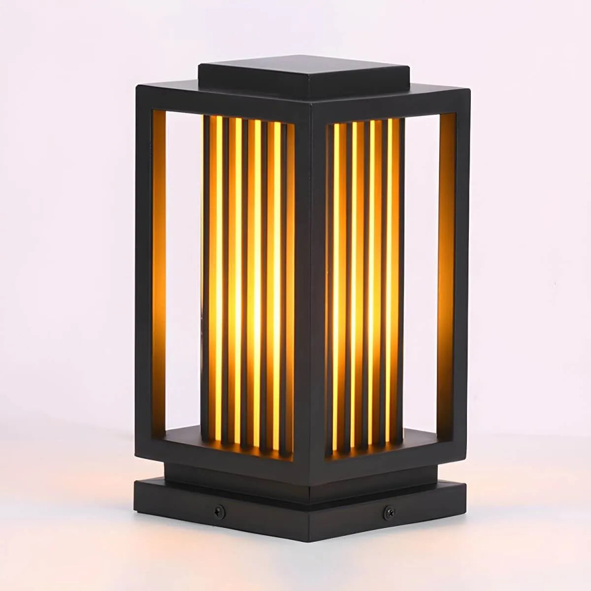 Modern Rectangular Outdoor LED Table Lamp – Matte Black Metal