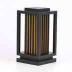 Modern Rectangular Outdoor LED Table Lamp – Matte Black Metal