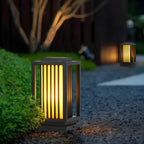 Modern Rectangular Outdoor LED Table Lamp – Matte Black Metal