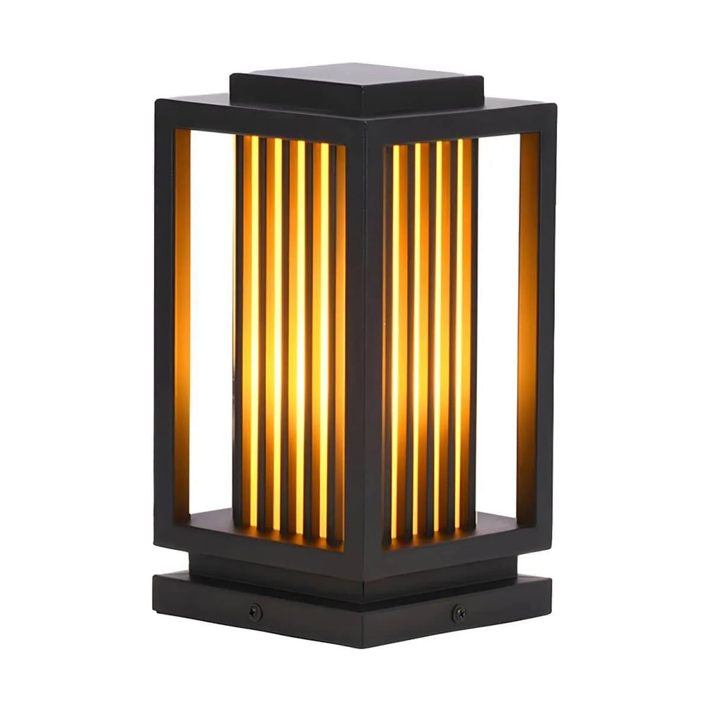 Modern Rectangular Outdoor LED Table Lamp – Matte Black Metal