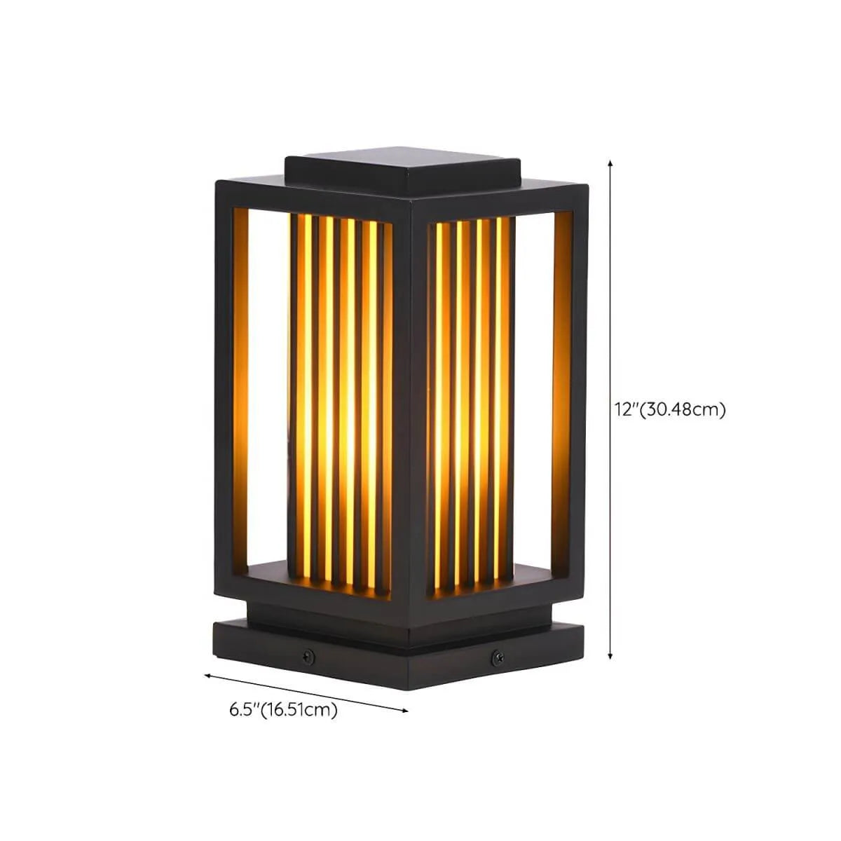 Modern Rectangular Outdoor LED Table Lamp – Matte Black Metal Dimensions