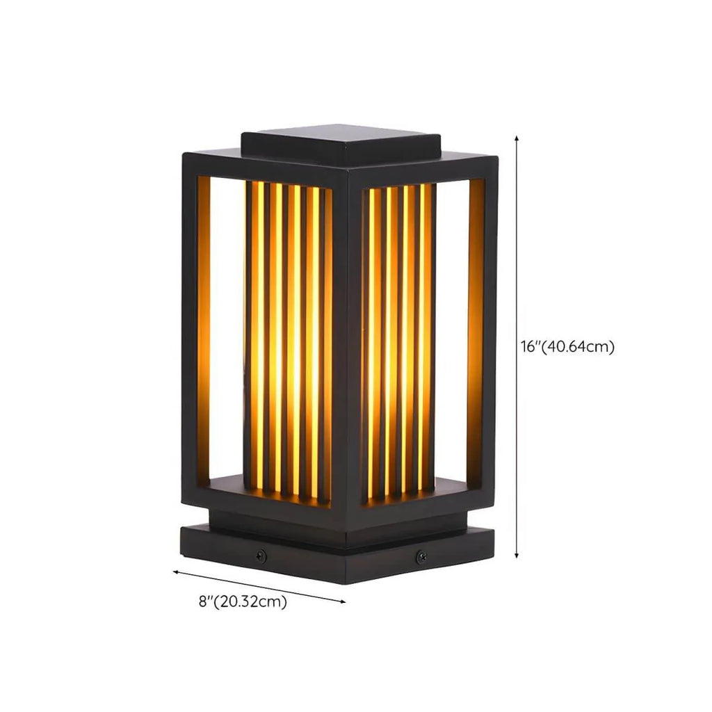 Modern Rectangular Outdoor LED Table Lamp – Matte Black Metal Dimensions