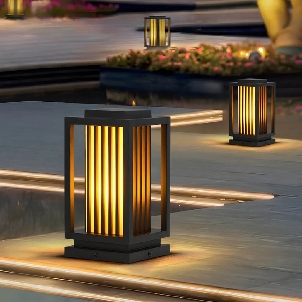 Modern Rectangular Outdoor LED Table Lamp – Matte Black Metal Main Product Image