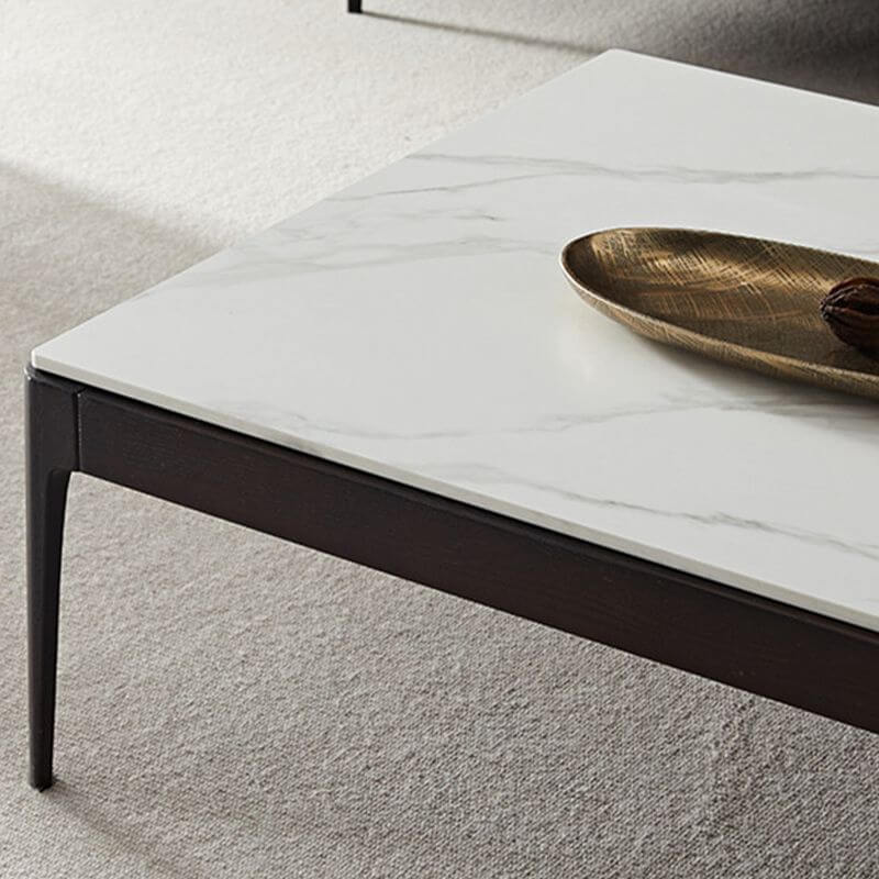 Modern Rectangular Sintered Stone Coffee Table with Espresso Ash Legs