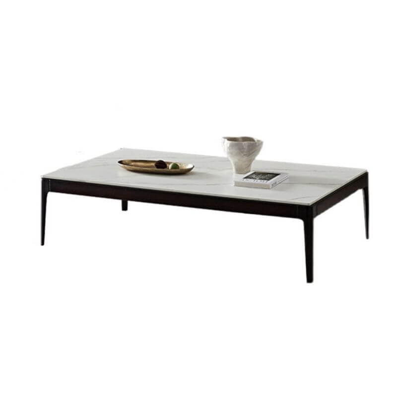 Modern Rectangular Sintered Stone Coffee Table with Espresso Ash Legs