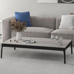 Modern Rectangular Sintered Stone Coffee Table with Espresso Ash Legs