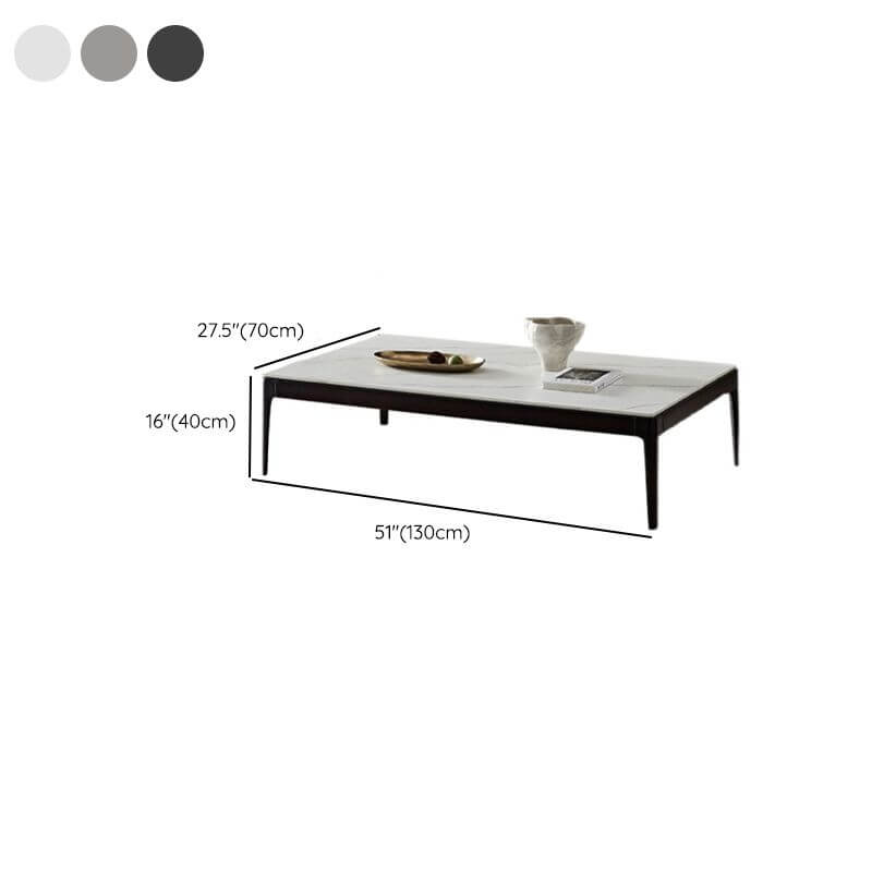 Modern Rectangular Sintered Stone Coffee Table with Espresso Ash Legs Dimensions